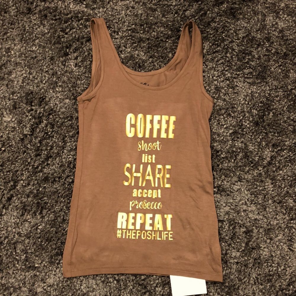 “Posh life” tank top cocoa brown small